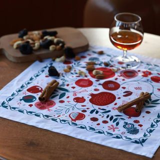 ხელსახოცი "ბროწეულები" - 40x40 თეთრი (6ც.)