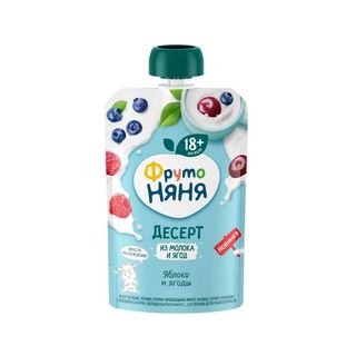 Фруто Няня 90 гр. Пауч Десерт Яблоко и Ягоды с молоком шк: 4600338012179