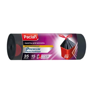 Мешки Paclan Для Мусора С Тесьмой Premium 35 Л 15 Шт