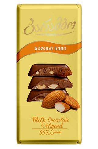 შოკოლადის ფილა "ბარამბო" რძიანი ნატეხი ნუშით 83 გრ / 4860123600039