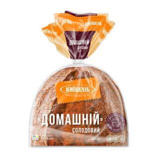 Хліб "Домашній" солодовий 0,35кг, половина виробу, в упаковці