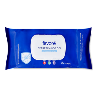 Серветки вологі Favore класичні з антибакт ефектом 132шт