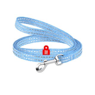 Повідець для котів та дрібних порід собак з відновленої бавовни WAUDOG Re-cotton світловідбиваючий XS Ш 10 мм Д 200 см блакитний