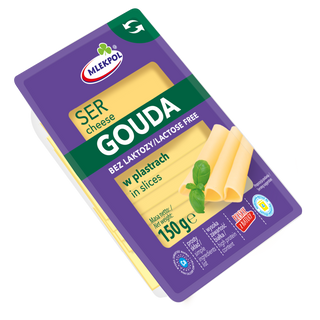Сир Mlekpol Гауда безлактозний нарізка 45% 150г