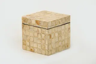ნაგვის ურნა - LOREN MDF / PEARL TRASH CAN 9.5X9.5X10 CM CHAMPAGNE COLOR