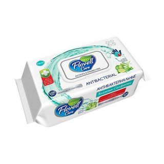 Flovell Care, Влажные Cалфетки Flovell Care 100Шт Антибактериал, шт, ШК: 745114229915