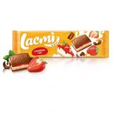 Шоколад 275 г Lacmi Strawberry cake зі смаком полуниця-крем та печивом м/уп