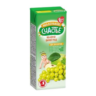 СОК МАЛЕНЬКОЕ СЧАСТЬЕ ЯБ/ВИНОГРАД ОСВ 200 МЛ, ШК: 4813163001663