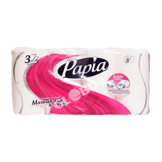Бумага туалетная Papia 3слоя 8рулонов