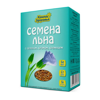 სელის თესლი სელენით და ქრომით. სილიციუმით მცენარეული ნედლეული 200გრ #1 639 Semen Lini with crom and selen 200gr