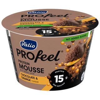პროტეინის მუსი/Valio/ "Profeel" შოკოლადით  და ფორთოხლით/ ულაქტოზო 6*150 გრ