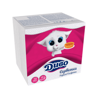 Серветки папер. ДИВО (100шт) 1 шар 24*24 білі