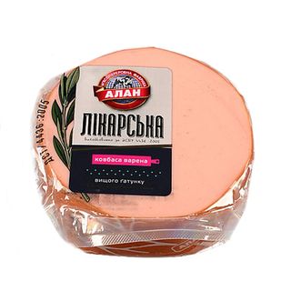 Ковбаса лiкарська порц. Алан (за 100 г.)