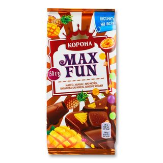 Шоколад молочний Корона Max Fun фруктовий мікс 150г