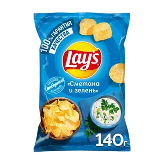 221 ЧИПСЫ LAYS СМЕТАНА/ЗЕЛЕНЬ 140 Г ПАК./19