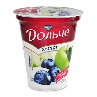 Йогурт Дольче Чорниця-яблуко з наповнювачем 3.2% 280г