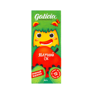 Сік Galicia яблучний неосвітлений пастеризований TGA  0,2л