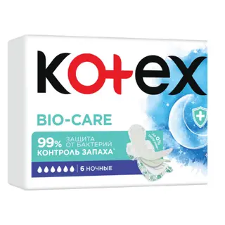 Kotex - ჰიგიენური საფენი ბიო ქეარ ღამის - 6 ც