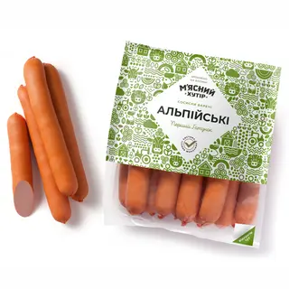 Сосиски Мясний Хутір Альпі 1г В/у (за 100г)