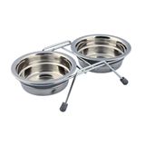 Підставка під миски нековзаюча + миски металеві 2?0,2 л