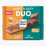 შოკოლადის ფილა ბრაუნით და მარილიანი კარამელით დუო /რიტერ სპორტი/ 218 გრ