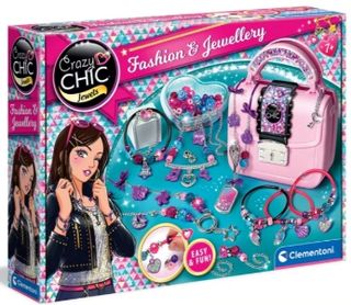 Clementoni Crazy Chic - ნაკრები "მოდა და სამკაულები" ვარდისფერ ჩანთაში