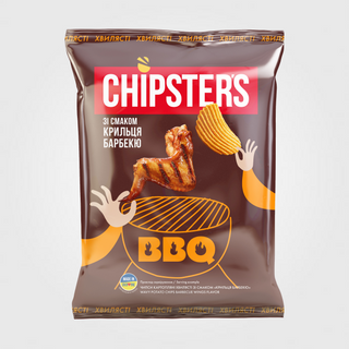 Чипси натуральні ТМ "Chipster's" зі смаком крилець барбекю, 120г