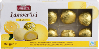 Цукерки Lambertz 150 г Ламбертіні лимонний марципан в білому шок (Німеччина)