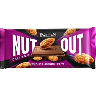 Шоколад Roshen Nut Out чорний з цілим мигдалем 90 г