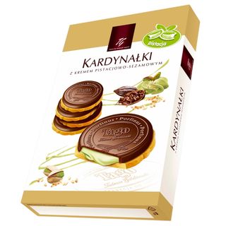 ნამცხვარი /Tago/ რძიანი შოკოლადით, ფისტისა  და სეზამის კრემის შიგთავსით 10*180 გ.