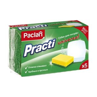Paclan, Губки Paclan Practi 5Iшт Д/Мытья Посуды  Универсал, шт, ШК: 4610015984132