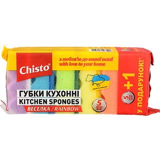 Губка Chisto веселка кухонна 5+1шт