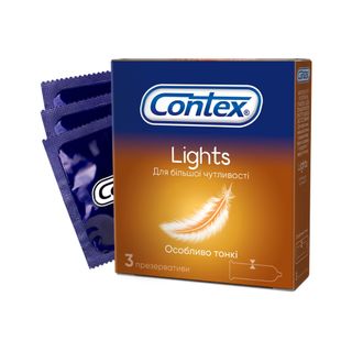 Презервативи Contex Lights латексні зі змазкою 3шт