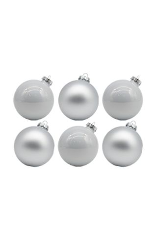 ნაძვის ხის სათამაშო, ბურთები მინის 6 ც, თბილი თეთრი, D8სმ