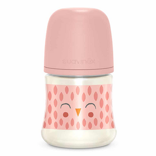 სუავინექსი - პლასტიკის ბოთლი ბუმბული სილიკონის SX ფიზ. საწ. ვარდისფერი 150მლ 7833 FEEDING BOT 150 PA SF S FEATHER PK L3