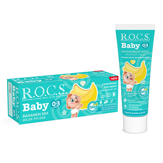 როქსი - კბ/პასტა ბავშვის ბანანის მიქსი 0-3 წელი 45გრ 6533 R.O.C.S. Toothpaste baby mild care. banana mix. 45 gr. 6533