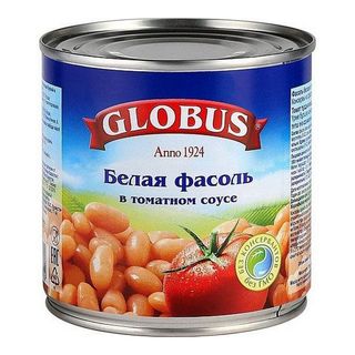 ФАСОЛЬ GLOBUS БЕЛАЯ В ТОМАТНОМ СОУСЕ 425МЛ