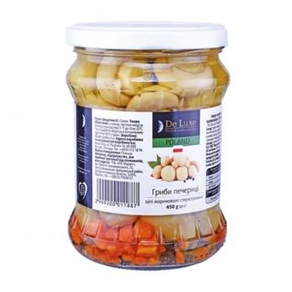 Гриби 450г De Luxe Foods&Goods Selected Печериці мaриновані (Польща)