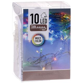 განათება 10LED ფერადი, გამჭვირვალე კაბელი, INDOOR