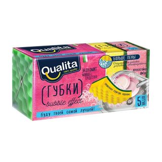 Qualita, Губки Кухонные Qualita 5Шт Bubble Effect, шт, ШК: 4600999010996