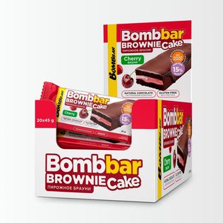 BOMBBAR BROWNIE CAKE პროტეინის ბრაუნის ნამცხვარი, გლუტენის გარეშე, ალუბლით 45გრ