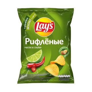 ЧИПСЫ КАРТОФЕЛЬНЫЕ LAY`S РИФЛЕНЫЕ ЧИЛИ И ЛАЙМ 125ГР