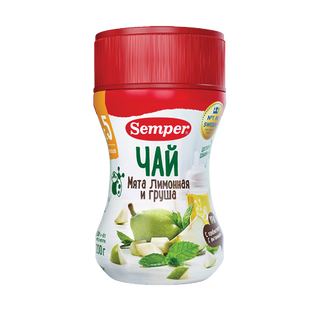 სემპერი - ჩაი მსხალი. მელისა 'ძილი ნებისა' /5თვ+/ 200გრ 5977 Instant drink Good Evening Common Balm / Pear