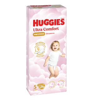 Huggies - საფენი ულტრა კომფორტი გოგოს #5 (12-22 კგ) - 56 ც