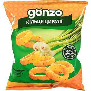 Кукурудзяні кільця Гонзо 40г цибуля