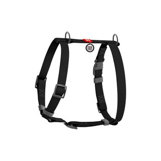 Шлея для собак водостійка анатомічна Н-подібна WAUDOG Waterproof з QR-паспортом пластикова пряжка-фастекс М Ш 20 мм А 40-66 см В 50-80 см чорний