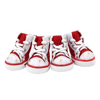 Кеди HelloMoon для собак на шнурках червоно-білі розмір 3