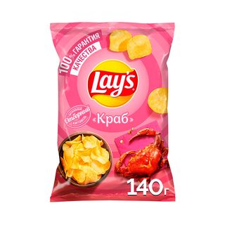 Lays Чипсы, Чипсы Lays 140Гр Краб, шт, ШК: 4690388111274