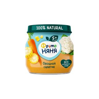 Фрутоняня, Пюре Фрутоняня 80Гр Овощной Салатик Цв.Капус/Морк., шт, ШК: 4600338004969