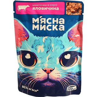 Корм д.котів ММ 100г шматочки в соусі з яловичиною пауч